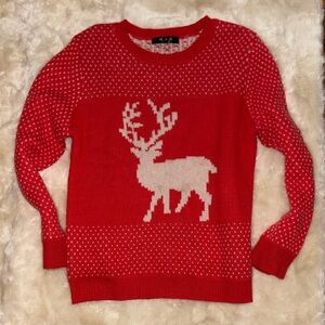Red Reindeer Christmas Sweater soft wool festive Cabincore cottagecore#oldmoney